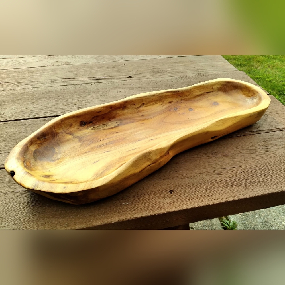 Vinyage Handcrafted Wooden Bread Baguette Bowl